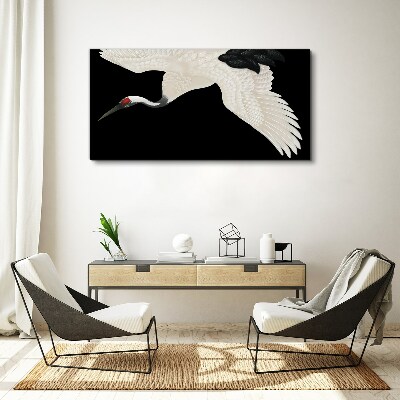 The elegance of the white crane silhouette Canvas wall art