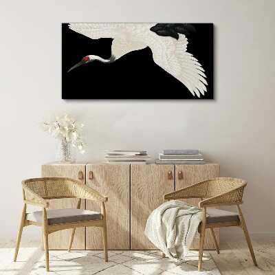 The elegance of the white crane silhouette Canvas wall art