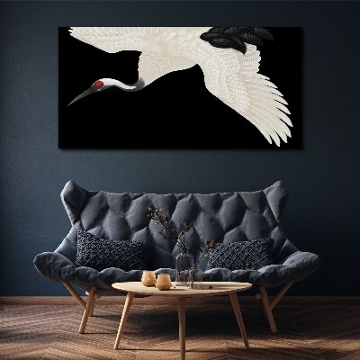 The elegance of the white crane silhouette Canvas wall art