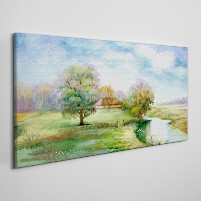 Village tree sky Canvas Wall art