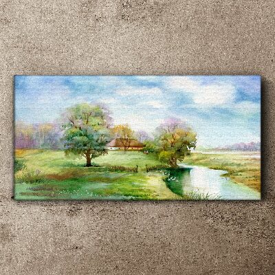 Village tree sky Canvas Wall art