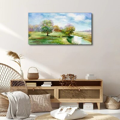 Village tree sky Canvas Wall art