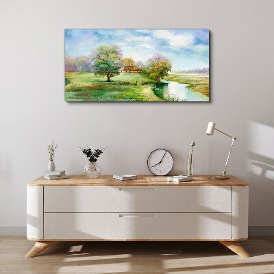 Village tree sky Canvas Wall art