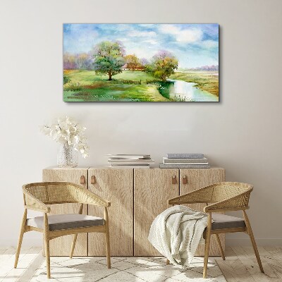 Village tree sky Canvas Wall art