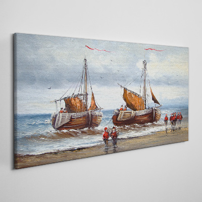 Clouds sea ship soldiers Canvas Wall art