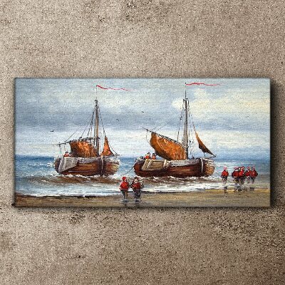 Clouds sea ship soldiers Canvas Wall art