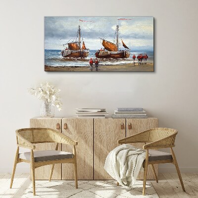 Clouds sea ship soldiers Canvas Wall art