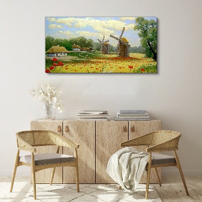 Rural scenery with windmills Print on canvas