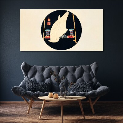 Fish Harmony on a Moonlit Night Print on canvas