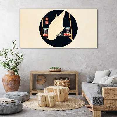 Fish Harmony on a Moonlit Night Print on canvas