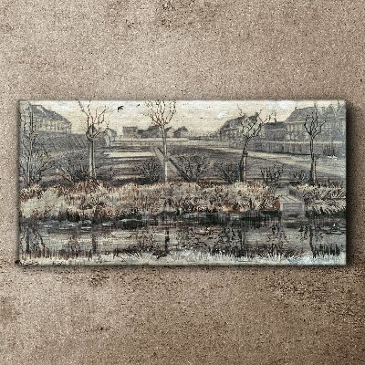 View of the village in winter Print on canvas