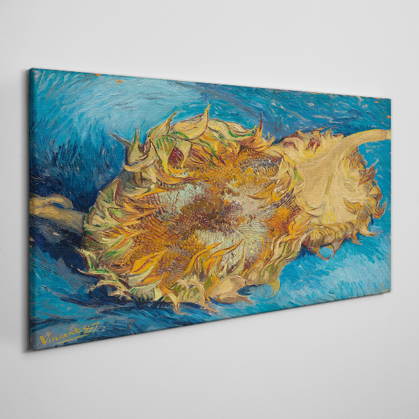 Sunflower on a blue background Print on canvas