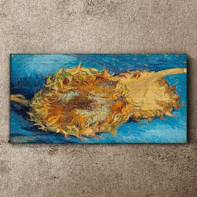 Sunflower on a blue background Print on canvas