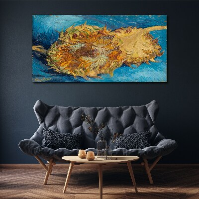 Sunflower on a blue background Print on canvas