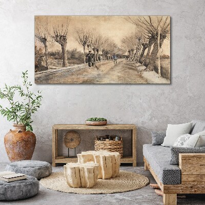 Winter landscape with trees Canvas wall art