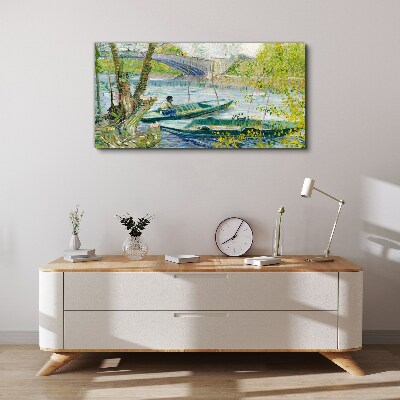 A peaceful landscape by the water Print on canvas