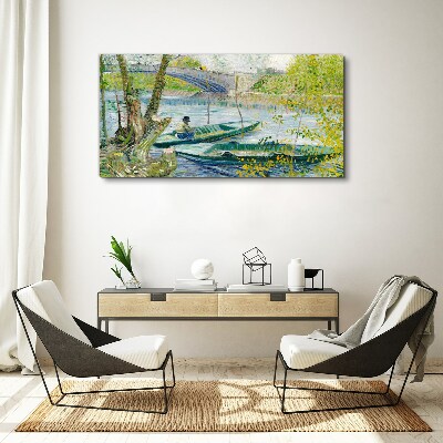 A peaceful landscape by the water Print on canvas
