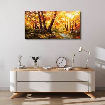 Golden forest in the sunlight Print on canvas