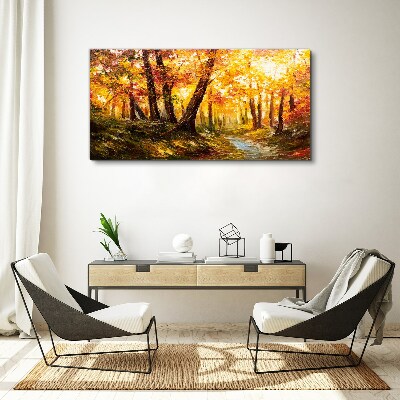 Golden forest in the sunlight Print on canvas