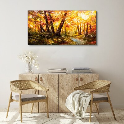 Golden forest in the sunlight Print on canvas
