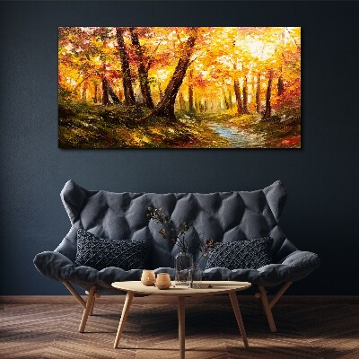 Golden forest in the sunlight Print on canvas