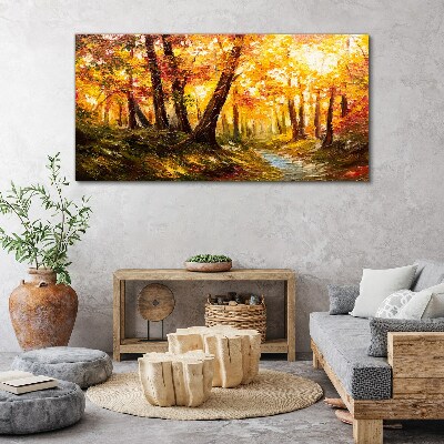 Golden forest in the sunlight Print on canvas