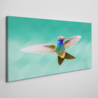 Hummingbird in blue background Canvas wall art