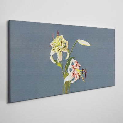 Flowers on a blue background Canvas wall art