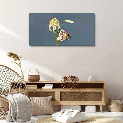 Flowers on a blue background Canvas wall art