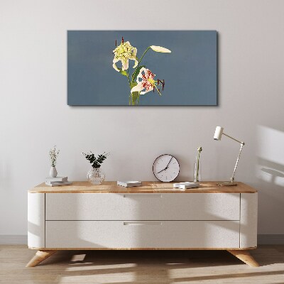 Flowers on a blue background Canvas wall art