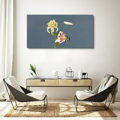Flowers on a blue background Canvas wall art
