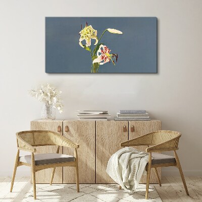 Flowers on a blue background Canvas wall art