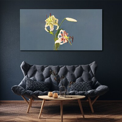 Flowers on a blue background Canvas wall art