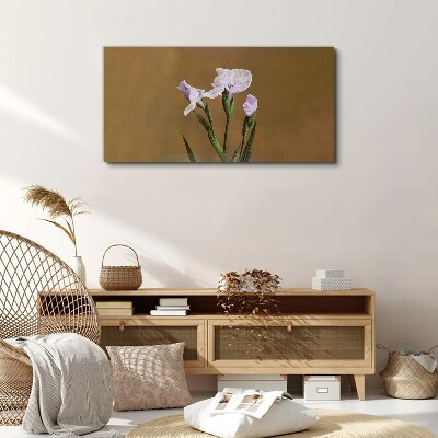 Iris flowers on a brown background Print on canvas
