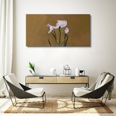 Iris flowers on a brown background Print on canvas