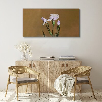 Iris flowers on a brown background Print on canvas