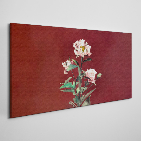 Flowers on a red background Canvas wall art