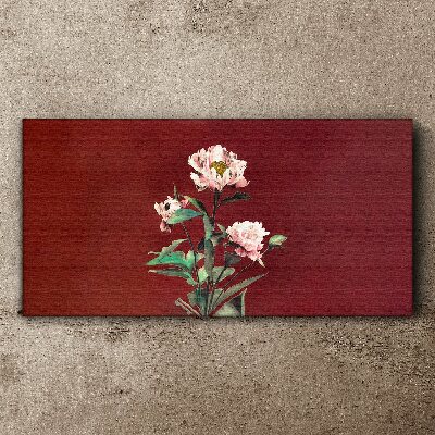 Flowers on a red background Canvas wall art