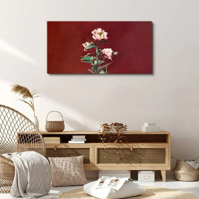 Flowers on a red background Canvas wall art