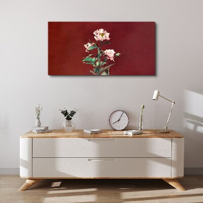 Flowers on a red background Canvas wall art