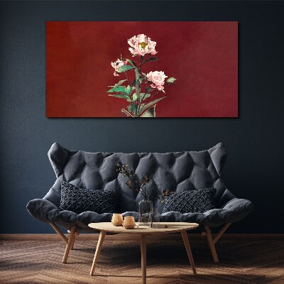 Flowers on a red background Canvas wall art