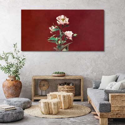Flowers on a red background Canvas wall art