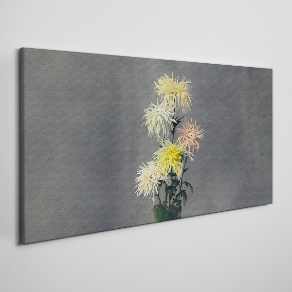 Flowers on a gray background Canvas wall art