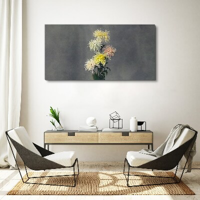 Flowers on a gray background Canvas wall art