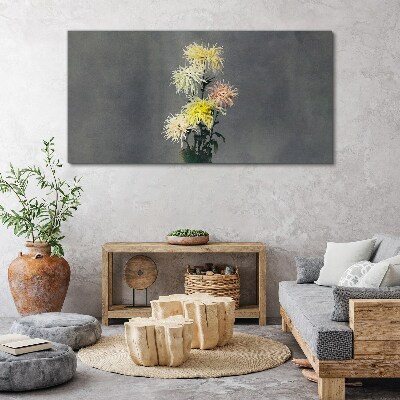 Flowers on a gray background Canvas wall art