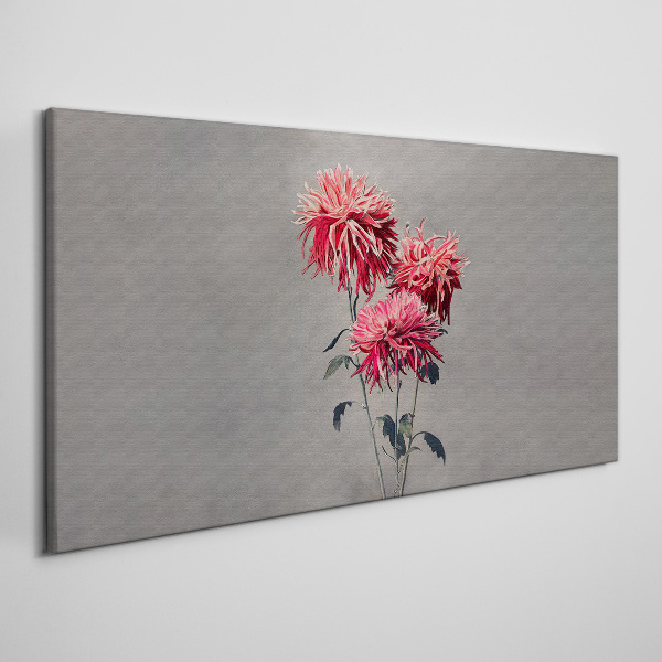 Pink flowers on a gray background Print on canvas