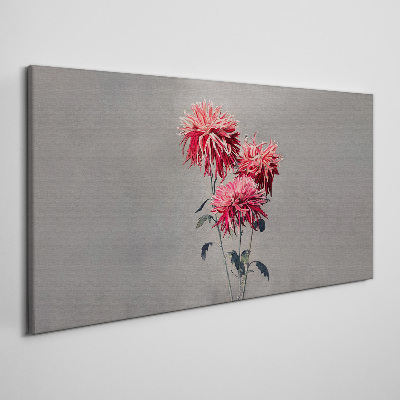 Pink flowers on a gray background Print on canvas