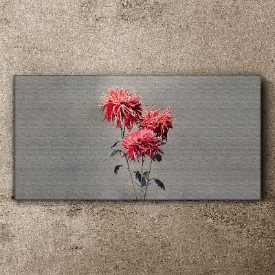 Pink flowers on a gray background Print on canvas