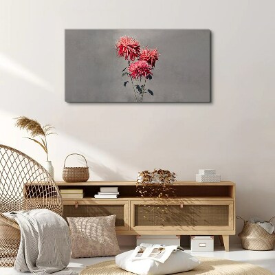 Pink flowers on a gray background Print on canvas