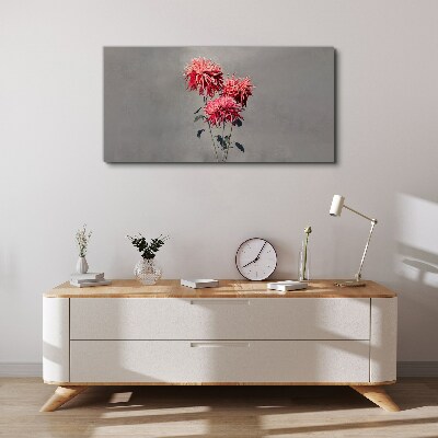 Pink flowers on a gray background Print on canvas